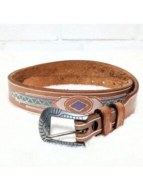 SILVER CREEK Leather Native Western Belt